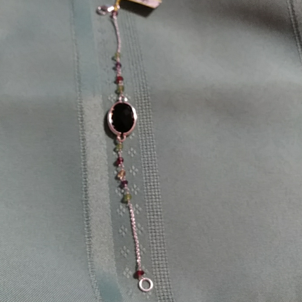 Nwt- Black Onyx And Multi-Gemstone Sterling 7-1/4